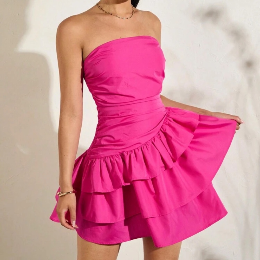 Hot Pink Strapless Dress size L